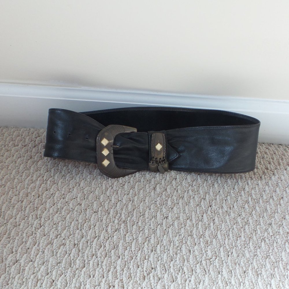 Womens black leather belt
